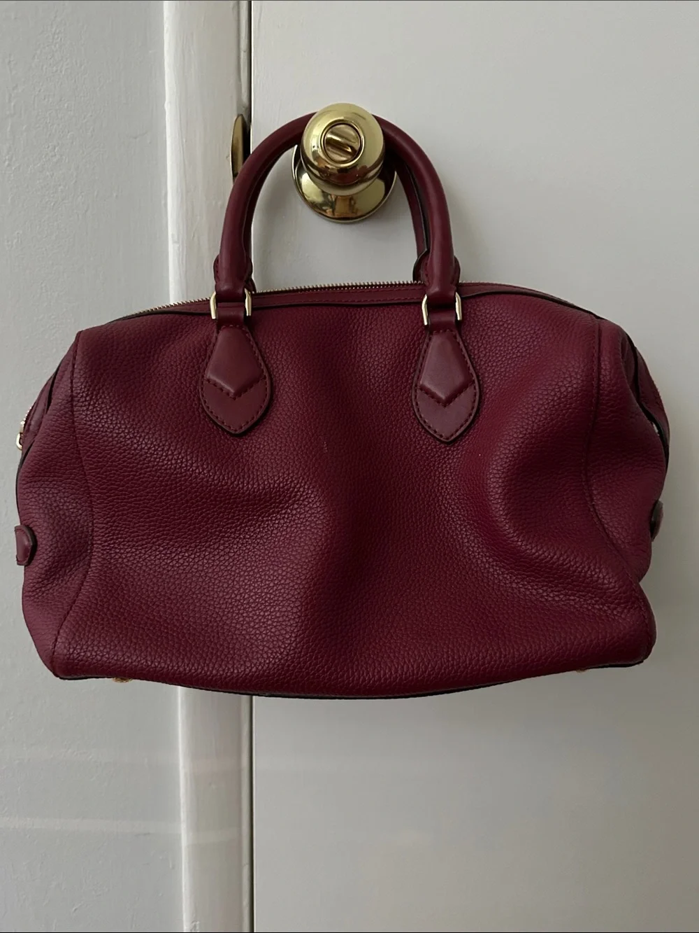 Michael Kors Wine Leather Satchel with Gold Hardware - Picture 2 of 11